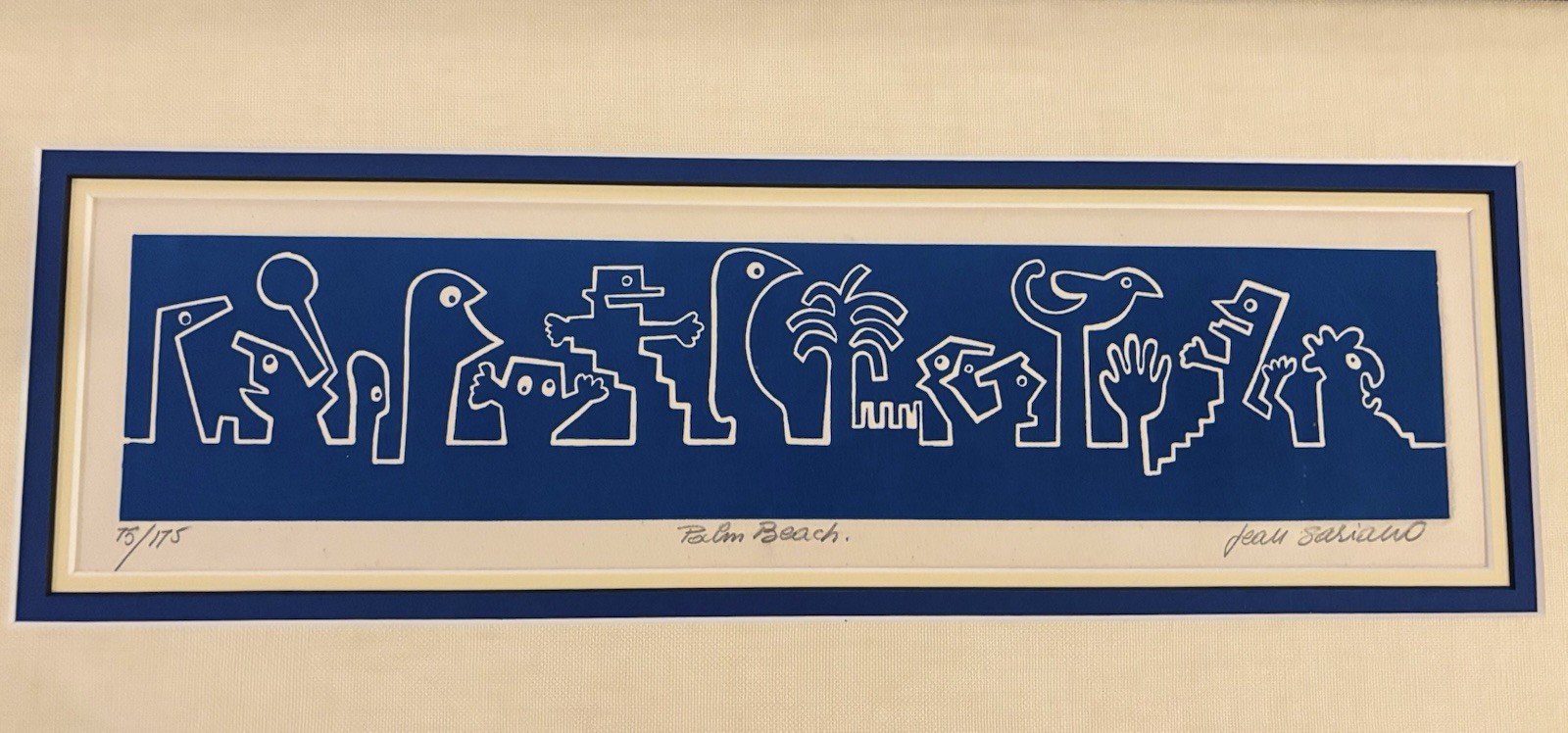 Vtg Jean Sariano Framed 3 Mat Original Etching “Palm Beach” Numbered & Signed