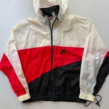 Vtg Nike Windbreaker Jacket XL Red Black Colorblock Full Zip 90s RN 56323 Hooded