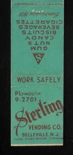 1940s Sterling Vending Co. Est. 1928 Gum Nuts Candy Biscuits Drink Belleville NJ