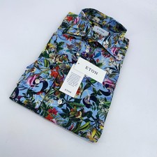 Eton Dress Shirt Men M 15 1/2 - 39 Multi Floral Contemporary Fit Business Formal