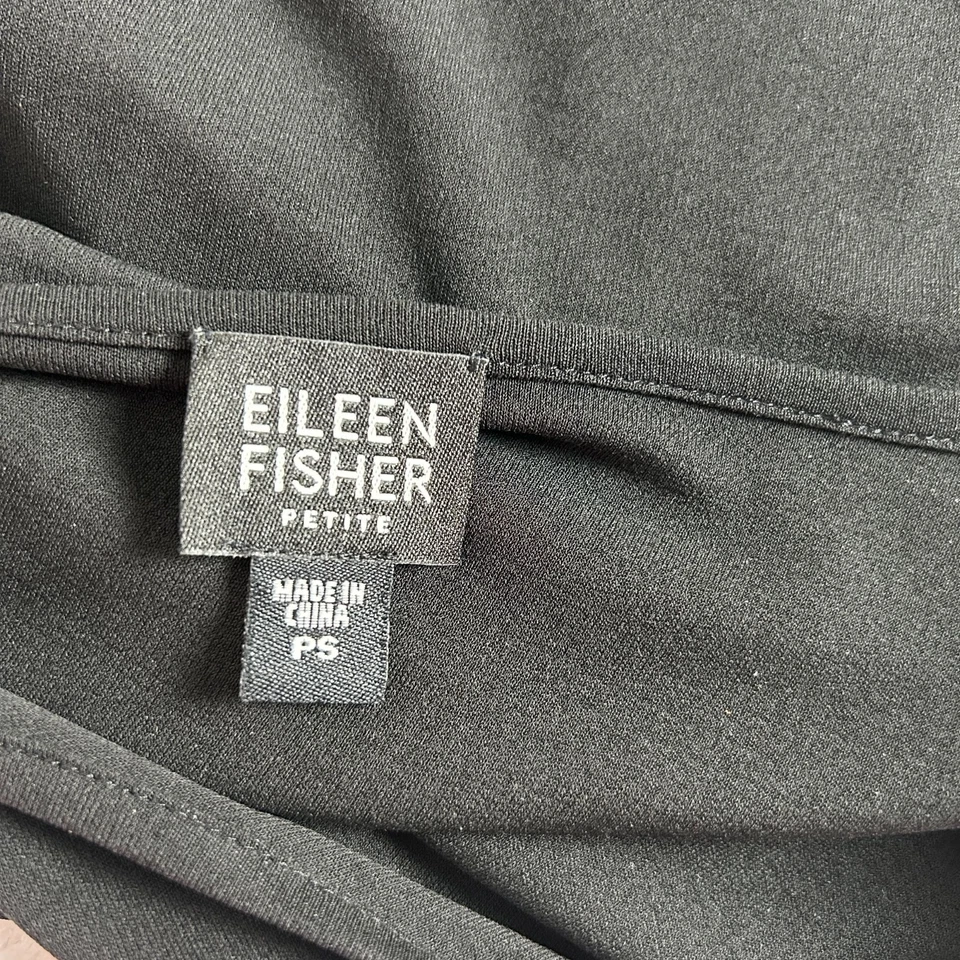 Eileen Fisher Womens Black Silk Long Sleeve Top Petite Small Casual Pullover - Image 3 of 4