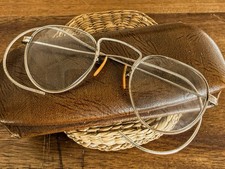 Antique 1930s Ful- Vue 12k Gold Filled Bifocal Eyeglasses Etched Arms Case