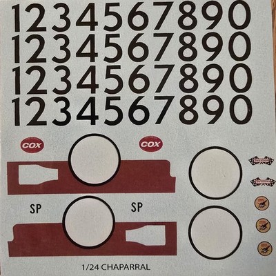 Repro 1/24 Cox Chaparral 2C Decal Set