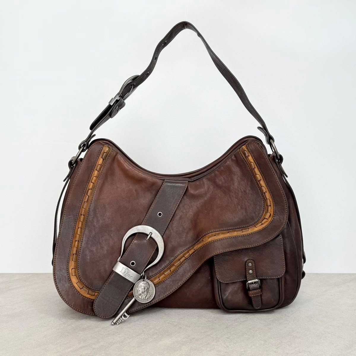 Dior galliano gaucho ゴッちょバッグ　bag Christian Dior Gaucho Saddle Bag Brown Leather One-Shoulder Bag