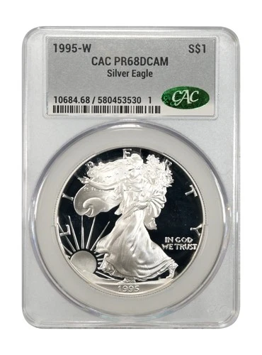 New Listing*1995-W PROOF AMERICAN SILVER EAGLE PR-68 DEEP CAMEO CAC GRADED*