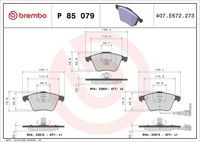 Brembo Bremsbelagsatz, Scheibenbremse P 85 079 FüR Skoda VW Audi Seat