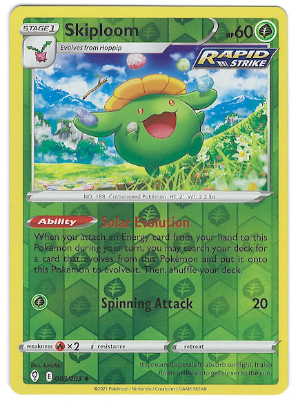 Skiploom 003/203 SWSH07: Evolving Skies Reverse Holo