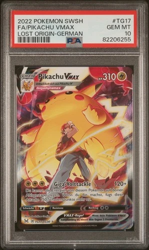 Pokemon Pikachu Vmax Lost Origin TG17 PSA 10 GEM German 2022 Alternate