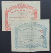 Belgium - Industrial Company of Belgium - 1898 - two different shares -DECO-