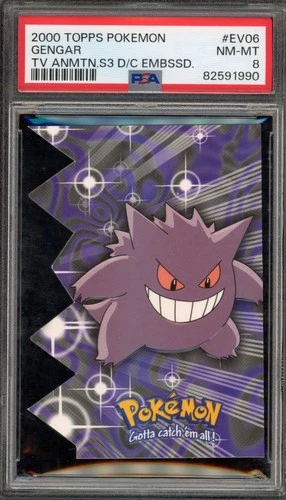 Pokemon Topps Gengar TV Animation S3 Die-Cut Embossed #EV06 PSA 8