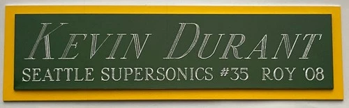 KEVIN DURANT SEATTLE SUPERSONICS NAMEPLATE AUTOGRAPHED Basketball-JERSEY-PHOTO