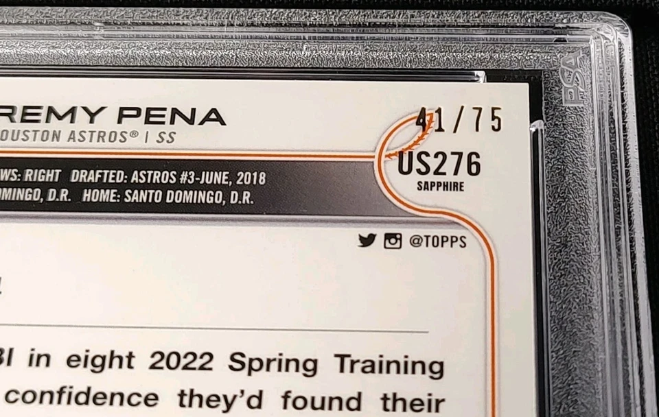 PSA 10 RC /75 JEREMY PENA 🚨GREEN REFRACTOR ROOKIE ✨2022 Topps Chrome Update S/E - Image 2 of 4