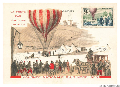 CAR-ABVP5-0467-AVIATION - LA POSTE PAR BALLON 1870-71 - JOURNEE NATIONALE DU T