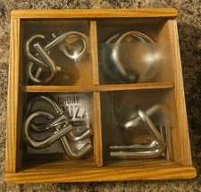 Metal Puzzles With Solutions Set of Four Brain Teaser Chunky Metal Puzzles