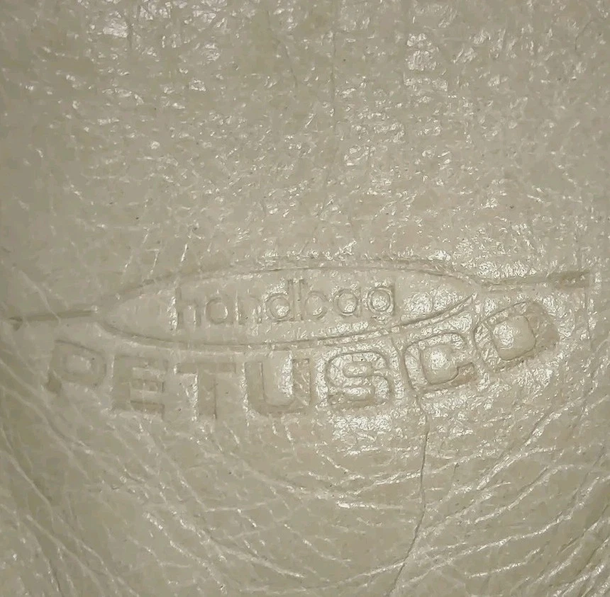 Bolso de Mano Petusco Cuero Crema Cartera con Borde de Cuero Marrón Italia 14"X11"X3" Foto 3 de 4