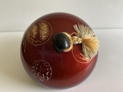 Japanese Lacquer Tea Container With Tassel Maki-e Lid Poem Inside High Status