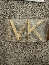 NWT Women s Michael Kors Gold Tone, MK Logo , Wide, Leather Belt, Brown, Sz S
