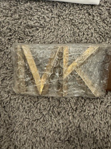 NWT Women’s Michael Kors Gold Tone,  MK Logo , Wide, Leather Belt, Brown, Sz S - Bild 1 von 7