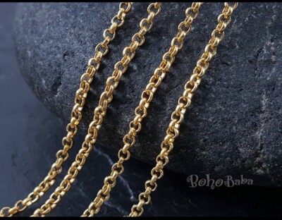 26” Inches 18K 18ct Yellow Gold Plated Rolo Belcher Chain Necklace  66cm Uk UK