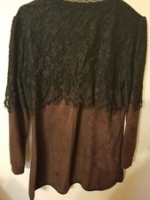 faded glory womens size  M dress faux suedebrown black lace front back side zip 