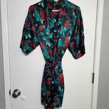 Vintage Fredericks Of Hollywood 1990's Long Stem Red Rose Print Shortie Robe M