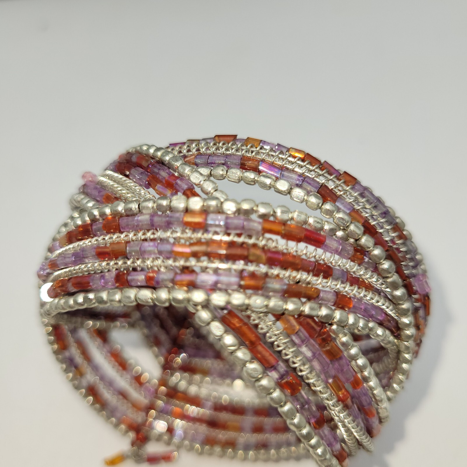 Bracelet Seed Bead Flex Cuff Memory Wire Braided … - image 7