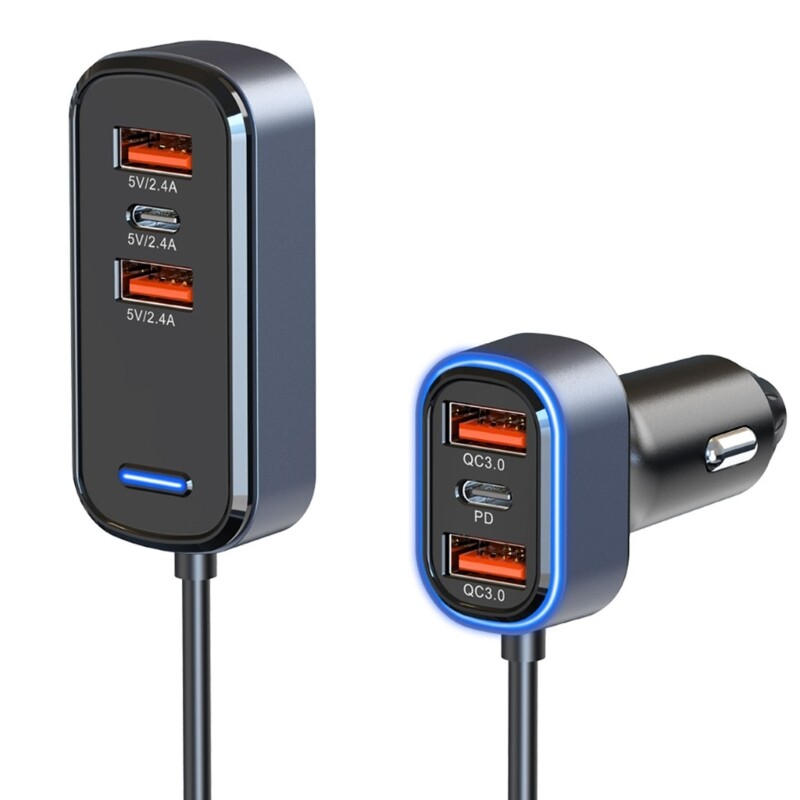 12V USB Car Charger Hub with Multiple Ports  