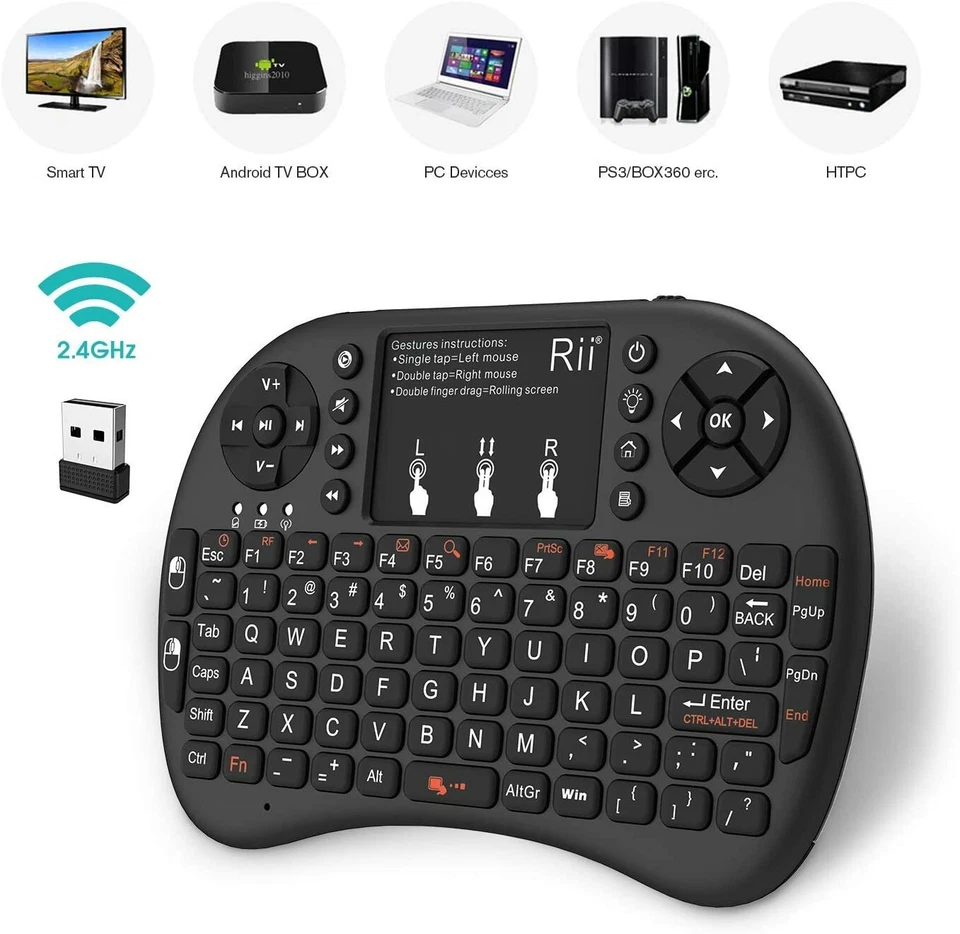 Rii i8+ Mini Kabellos Tastatur Touchpad Wireless Keyboard Backlit UK/US Layout - Bild 3 von 4