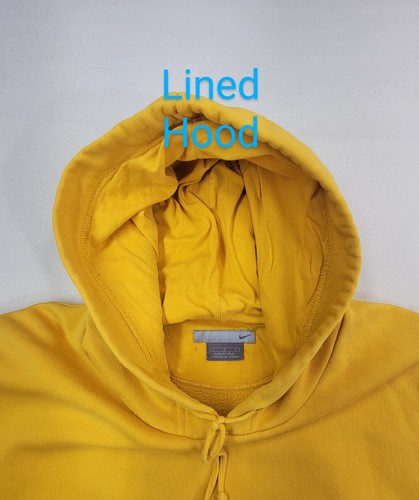 Vtg Nike Rare Hood Swoosh Hoodie Men L Yellow Black Pullover Embroidered - Picture 9 of 10