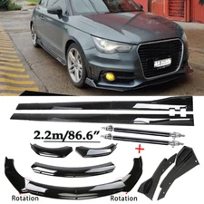 For AUDI Front Bumper Lip Splitter Spoiler Side Skirt Strut Glossy Black P