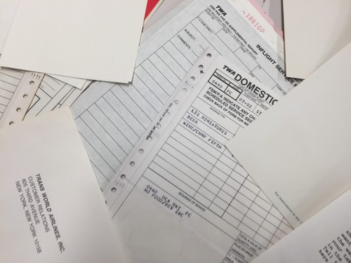 BLACK NICE! SKYWAY CASE W KEY AND CHOCK FULL OF TWA ATTENDANT PAPERWORK LOADS! - Picture 12 of 18