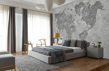 3D Gray World Map ZHUB727 Wallpaper Wall Mural Removable Self-adhesive Ann