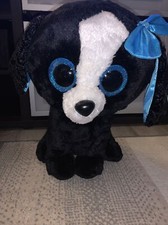 Ty Silk Beanie Boos Large Plush 16" Soft Toy Tracey Loose Blue Ribbon 