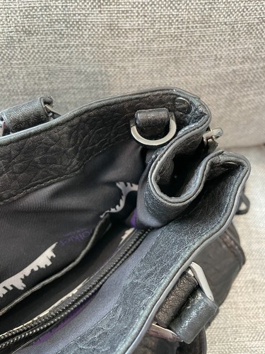 Botkier Black Pebbled Leather Purse Bag Satchel Multi Pocket 12x11x3.5” - Picture 11 of 12