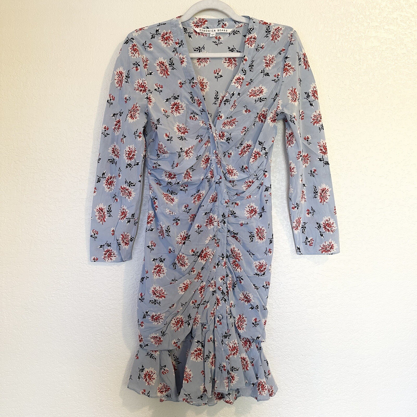 FILA Mini Abito Veronica Barba Rowe Stampa Floreale Orlo Increspato Bottoni davanti 100% Seta