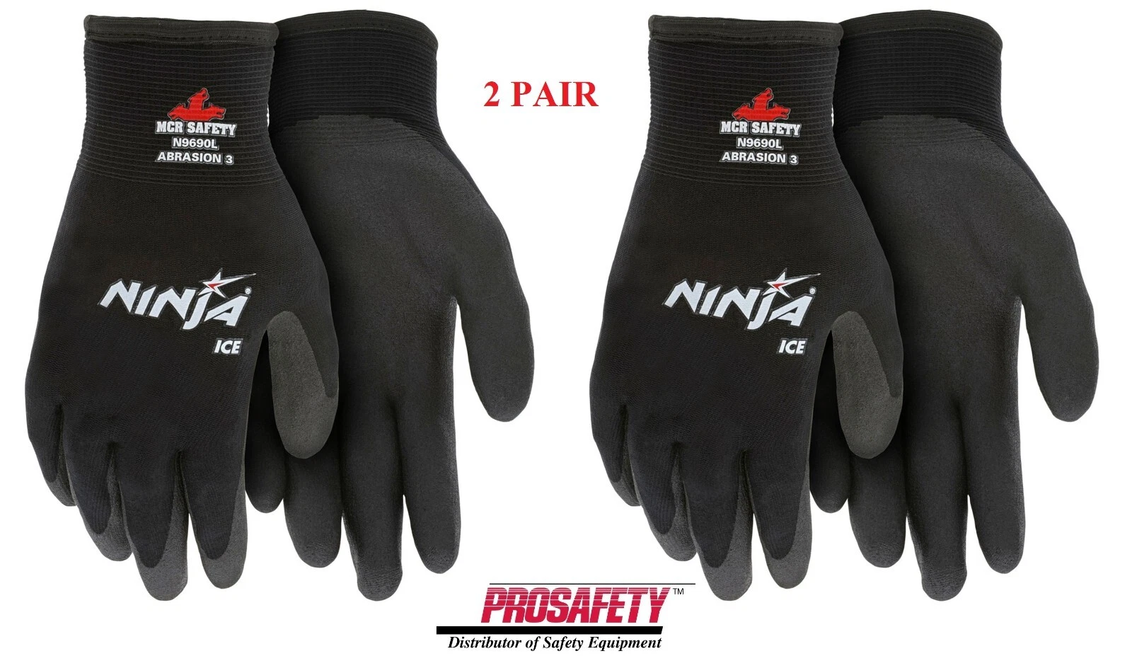 2- Ninja Ice Insulated Cold Weather Warm Winter Safety Palm Coated WORK GLOVES