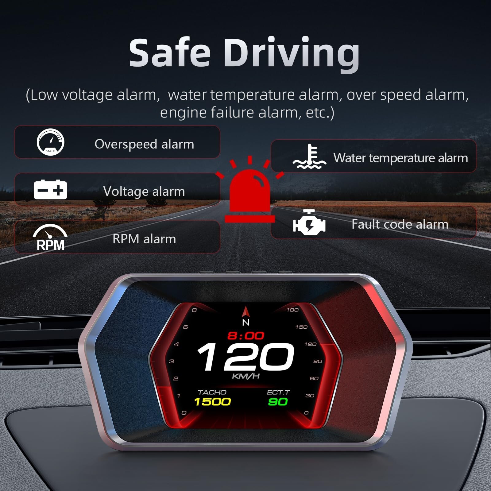 Heads up Display P17, Car Smart obd2 Gauge Display, GPS Speedometer with Vehi...