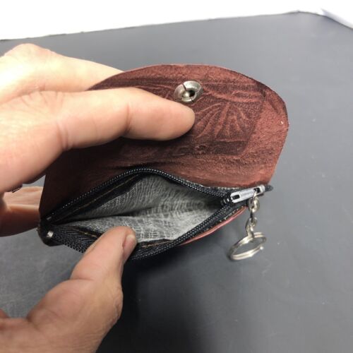 Vintage Mexiko handbesetzte Leder Geldbörse mit Druckknopffach und Schlüsselanhänger - Bild 4 von 4