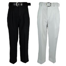 Boys Husky Black or White Pant 210H- Pleated Dress Slacks With Belt 8H to 20H