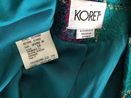 Koret Women's Jacket Blazer Plaid Boucle Green Multi Size 14 - Picture 11 of 12