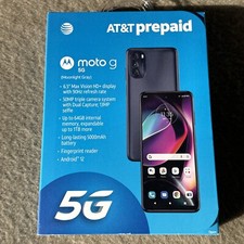 AT T Motorola Moto G 5G 64GB 6.5" HD Display Prepaid Smartphone New/Sealed Gray