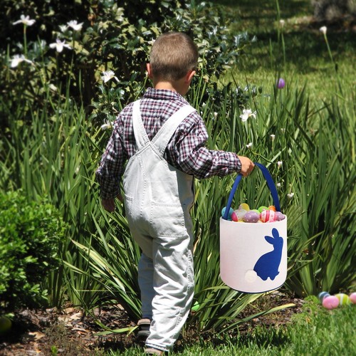 Easter Bag Bunny Ear Basket, Dual Layer Canvas Bag for Easter Egg Hunt Basket - 第 31/131 張圖片