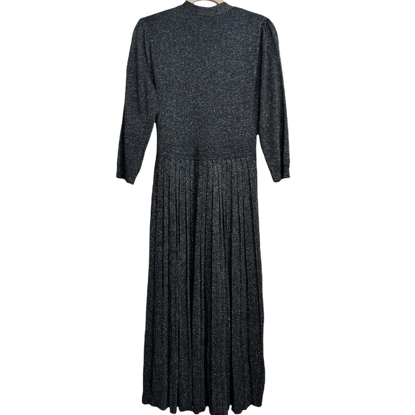 Abito Kate Spade taglia M neutro metallizzato festa festa nuovo nero lucido midi $328 NUOVO