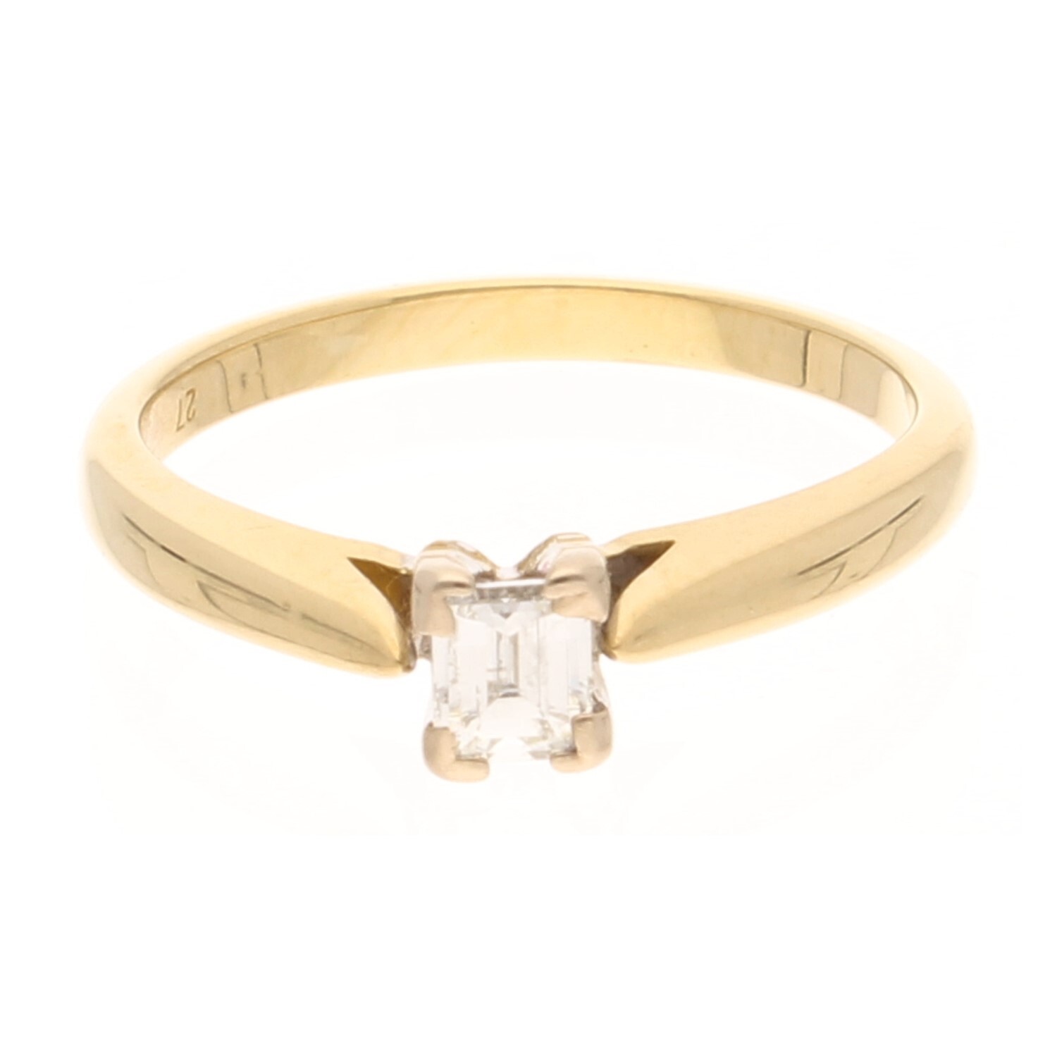 18Carat Yellow Gold 0.20ct Emerald Cut Diamond Solitaire Ring (Size K 1/2) 3x4mm