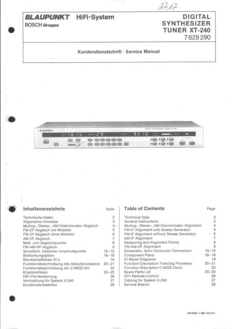 Blaupunkt Service Manual für XT-240 Copy
