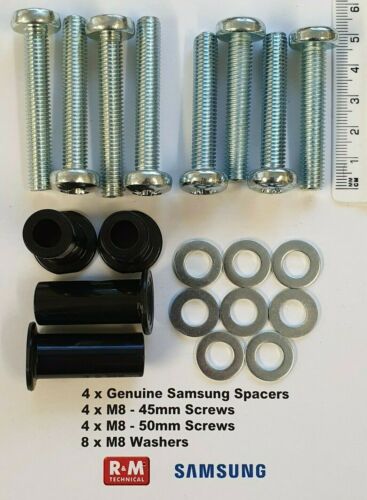 Samsung TU8300 Curved TV M8 45mm 50mm Wall Mount Screws Kit + Spacers - Picture 1 of 8