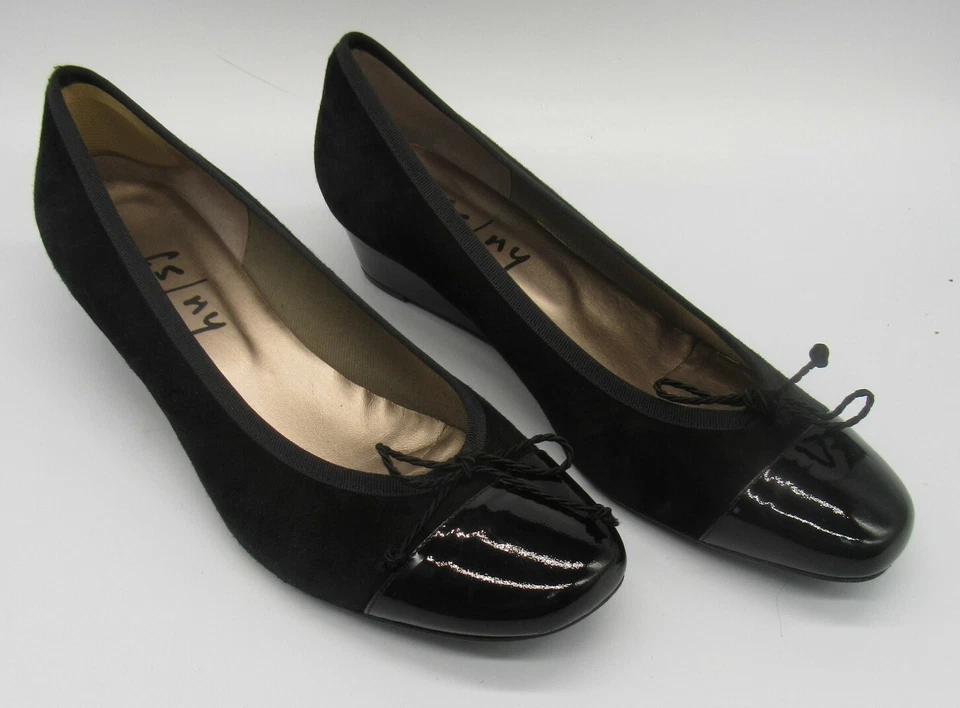 FS/NY Negro Gamuza Puntera Cuñas Talla 10 Foto 4 de 4