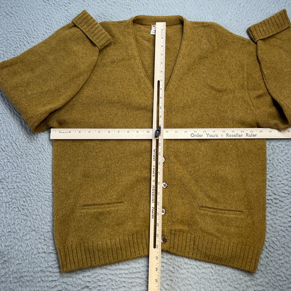 Vintage McGregor Sweater Mens XL Brown Mustard Shetland Wool Cardigan