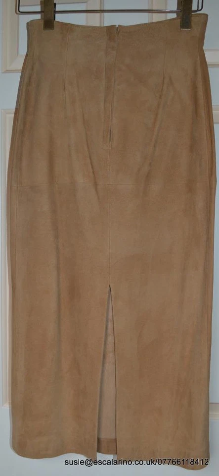 Goat Suede Long Pencil/Straight Skirt in Sand Made To Measure Fit UK 8-10 - Image 2 of 4