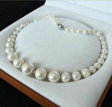 Genuine 6-14mm White South Sea Shell Pearl Necklace Jewalry 18''